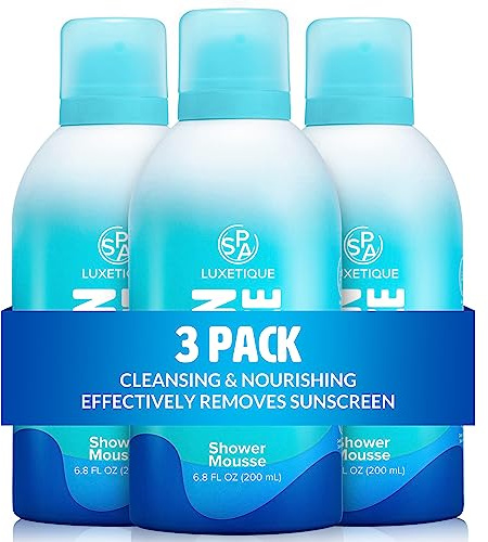 Spa Luxetique Body Wash, Jelly to Foam Shower Gel Mousse Moisturizing/Deep Clean/Refreshing/Sunscreen Cleaning, Natural Body Wash Paraben/Cruelty Free, Ocean Breeze Scent, 3 Pack, 20.4 fl oz