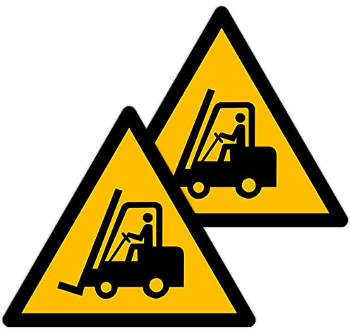 Becral - Autocollant passe-brouette/panneau triangle W014 homologué, ASR A1.3, DIN EN ISO 7010 polyester jaune noir (150 mm - 2 pièces)