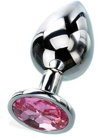 Adam & Eve Gem Medium Anal Plug, Metal Butt Plug for Women & Men, Tapered Trainer for Beginners & Advanced, Weighted Aluminum Plug for Temperature Play, Safety Flared Base, Includes Velvet Bag, 2.8