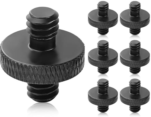 Lhbwhiz 6 stycken 1/4 tum hane till 1/4 tum hane skruv, stativ skruvadapter, adapter gänga, dubbelsidig kamera skruv, för kamera ljusstativ mikrofon (svart)