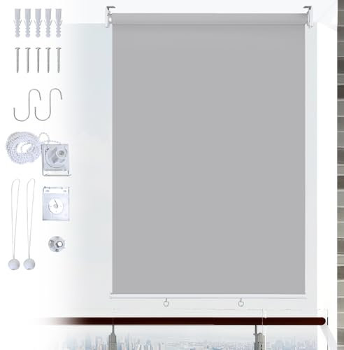 Ikodm Store vertical extérieur de 180 x 140 cm, pour balcon, ombrage intérieur et brise-vue, gris