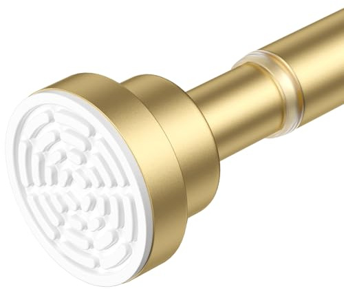 AIZESI Gold Tension Curtain Rod 30-63Inch 1PCS,Spring Tension Rod No Drilling Non-Slip Adjustable Tension Curtain Rod,Spring Loaded Rod Extendable Tension Rod For Windows Doorway Bedroom