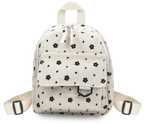WisePoint Mädchen Rucksäcke, Cord Damen Rucksack Klein Rucksack mit Verstellbaren Schultergurten, Kleine Tagesrucksack für Reisen, Dating, Shopping (beige)