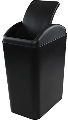 Tstorage 20 L Plastic Swing Top Trash Can, Trash Bin with Swing-Top Lid, Black