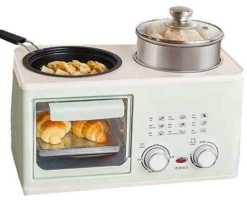 Máquina de Desayuno 4 en 1, estación de Desayuno eléctrica Multifuncional, área para Hornear de Gran Capacidad de 8 litros, 1200 W, Perilla de Temporizador de 0 a 60 minutosfunciones