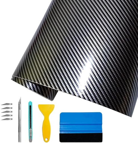 Pellicola in carbonio 6D,150X30 cm,pellicola adesiva per auto con accessori,Foneso wrapping pellicola carbonio lucido per auto,protezione di alta qualità per auto,moto