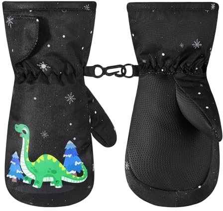 MoKo Guanti da Sci per Bambini, Guanti Indernale Antivento Impermeabile Muffole Termici Caldi per Sci, Ciclismo, Snowboard, attività Outdoor per Bambini Bambine 1-3 Anni, Magenta