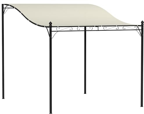 Outsunny Pergola de Jardin 3 x 2,5 m, tonnelle de Jardin avec Toit imperméable, Structure métallique et Trous de Drainage, abri Solaire extérieur pour terrasse ou Balcon, crème