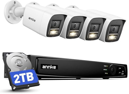 ANNKE - Set di telecamere di sorveglianza PoE da 12MP con 4X 12MP PoE IP Camera, NVR 8CH H.265+ con disco rigido da 2TB per videosorveglianza 24/7, riconoscimento IA di persone e veicoli, IP67