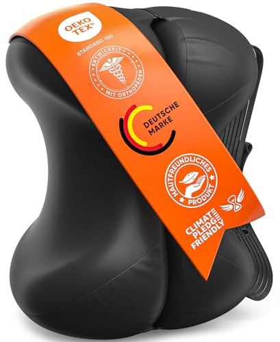 Healthfix Cuscino per ginocchia per chi dorme sul fianco, ortopedico per le gambe per dormire con cinghia, 2 pezzi in memory foam, rivestimento lavabile rinfrescante (nero)