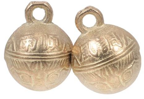 HOUDERCO Campanellini Suono Chiaro e Forte 2 Pezzi per Animali Domestici in Rame Campane Ornamentali Dorate per Gioco e Addestramento