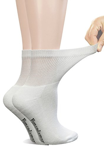 Yomandamor Ladies 6 Pairs Bamboo Diabetic Ankle Socks with Non-Binding Top And Cushion Sole,L Size