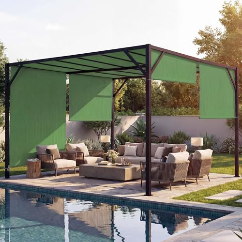 Pergola Baia, Garten Pavillon Terrassenüberdachung, stabiles 6cm-Stahl-Gestell + Schiebedach grün - 3x4m