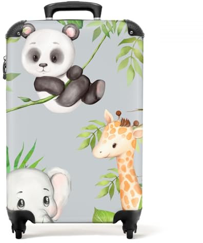 NoBoringSuitcases.com® Trolley Kinder Mini Koffer Reisekoffe Handgepäck Geschenk - Dschungel - Panda - Elefant - Giraffe - 55x35x20cm