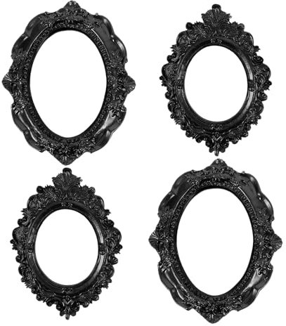 IMIKEYA 4 Stück Mini Bilderrahmen Vintage Oval Antik Bilderrahmen Schwarz Fotorahmen Mini Schmuck Display Rahmen Fotografie Fotorahmen Für Heimdekoration