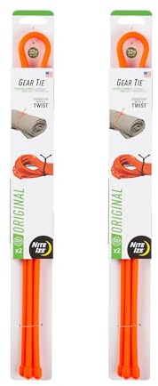 Nite Ize Gear Tie Reusable Rubber Twist Tie - Bendable Rubber Ties for Indoor and Outdoor Use, Reusable Multipurpose Twist Ties for Organizing and More, 32, Bright Orange, 2 Pack
