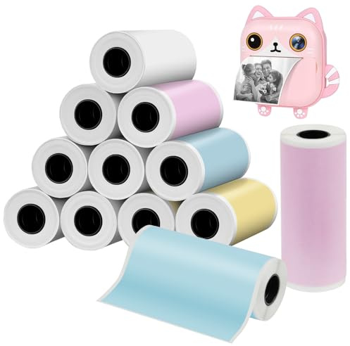Ainiv 12 Rolls Instant Thermal Paper för barnkamera, 5,7 cm x 5 m per rulle - Flerfärgad