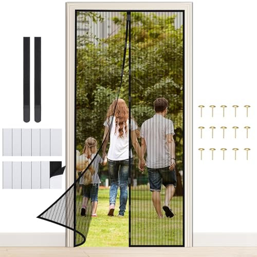 Fentar Fly Screens for Doors, Magnetic Fly Screen 100x210, Fly Nets Easy to Install with Velcro Strap, Door Fly Screen Curtain Automatic Shut, Anti-Tear Insect Door Screens for Keeping Out Flies