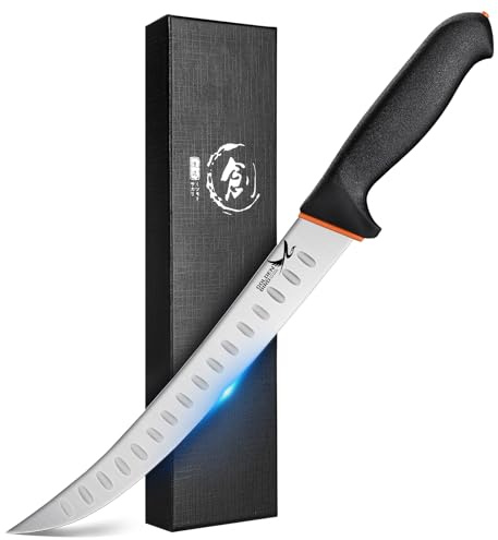 Golden Bird Professional Breaking Knife - 10 Inch Multifunction Butcher Breaking Knife for Meat Cutting, Razor Sharp Scimitar Knives, Granton Edge Carving Knives, Gifts for Men Women