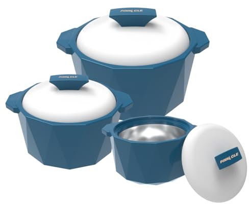 Pinnacle Isolierte Auflaufform mit Deckel, 3-teiliges Set, 3/2/1 qt. Hot Pot Speisenwärmer/Kühler – Thermo-Suppen-/Salat-Servierschüssel – Edelstahl Heißspeisebehälter – Bestes Geschenk-Set für Mütter