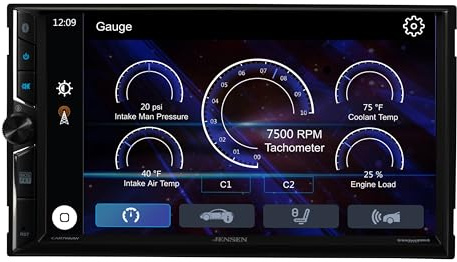 Jensen CAR714MW 7 Double-DIN Digital Multimedia Receiver with Bluetooth, CarPlay/Android Auto Compatibility
