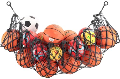 JYSILIYH Sport boll förvaringsnät, hängande korg organiseringsnät för basket, volleybollar fotboll, sportutrustning organiserare förvaring nätväska, garage bollförvaring, fotboll fotboll sport boll