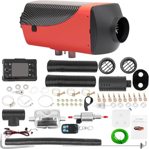 XYJBHB 5KW - 8KW Diesel Air Heater with LCD Switch & Remote Control, Fast Heating Defrosting Defogger Car Heater for Trucks, Camper, Vans, RV, Boat, Motorhome (Red)