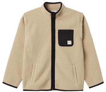 NAME IT Jacket Nkmlane Ls Teddy Veste en Peluche, Blanc cassé, 122-128 Garçon