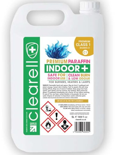 Clearell 5L | Indoor Premium Paraffin | True Blue Clean Burn Class 1 | Ideal for Heaters & Lamps | 5 litres BS2869 C1