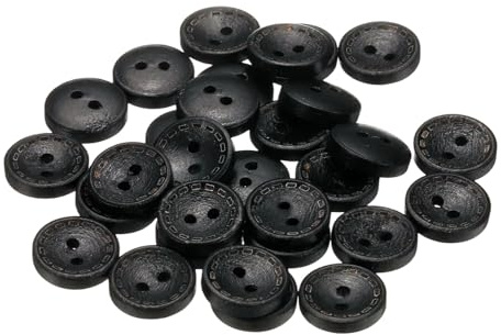 QUARKZMAN Träknappar, 13 mm 2 håls hantverksknappar, träskåltyp rund syknappar, ersättningsknappar, knappar för gör-det-själv dekoration, rockar, sy, kläder, 30 stycken svart