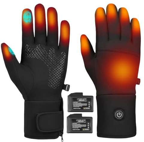 Brimekey Dünne Beheizbare Handschuhe-Innenschuhe für Herren und Damen Wiederaufladbar, 7,4 V Schnellheizung Batterie, 3 Heizstufen (40-65 ℃) & Touchscreen für Outdoor-Arbeit, Wintersport