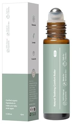 Obvira Mamas™ Teething Roller with Chamomile & Rose Oil, Gentle Massage Applicator for Soothing Infant Teething Pain