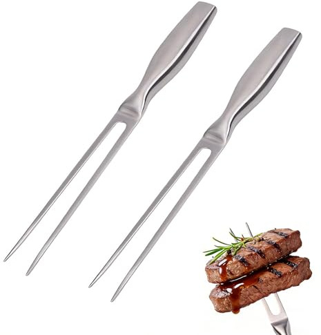 yolzhxe 2 Pièces Fourchette à Viande en Acier Inoxydable, 27 CM Fourchette Découpe avec Poignée, Professionnelle Meat Fork Convient pour Les Steaks, Les Viandes Rôties et Les Légumes