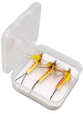Oxxggkao 1/3 señuelos de pesca con mosca, cebos de agua superior con manivela afilada, señuelos de mosca seca, cebos duraderos para pesca con mosca