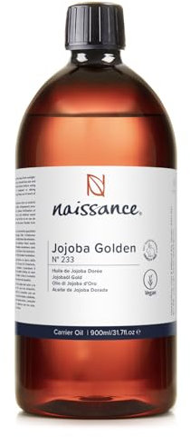 Naissance Huile de Jojoba Dorée (No. 233) - 900ml - Naturelle et Pressée à Froid - Pour le Soin de la Peau, du Corps et des Cheveux - Vegan et Sans OGM