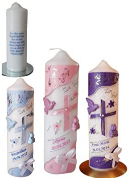 Taufkerze/Kommunionkerze,Konfirmationskerze, Patenkerze inkl. Name,Datum**Junge Mädchen B076H6H39P