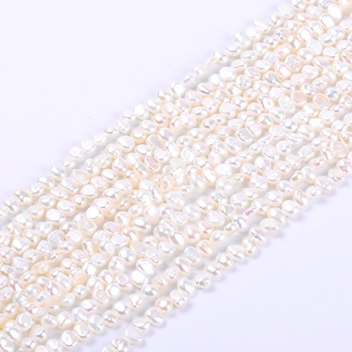 Perline bianche naturali d'acqua dolce rotonde, irregolari, sfuse, per la creazione di gioielli, bianco, 4-5MM