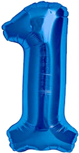 Luftballon 1. Geburtstag Zahl 1 Blau XXL Riesen Folienballon 100cm Geburtstagsdeko Jungen Ballon Zahl Deko zum Geburtstag. Fliegt mit Helium.