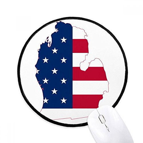 Michigan America USA Map Stars tripes Flag Mouse Pad Desktop Office Round Mat for Computer
