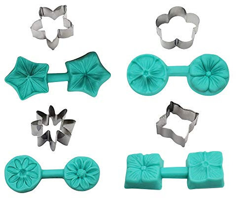 Lepeuxi 4 stampi in Silicone per vene di Petali di Fiori in Stile con 4 Pezzi di stampi per taglierine in Acciaio Inossidabile Set Fai da Te Fatti a Mano Strumento di Decorazione per Torta Fondente