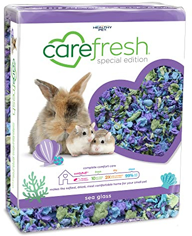 Carefresh 99% Dust-Free Sea Glass Natural Paper Small Pet Bedding with Superior 10 Day Odor Control & Absorption, for Guinea Pigs, Hamsters, Rabbits, & Rats, 50 L