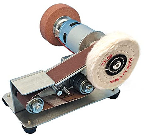 LeTkingok 100-240v Mini Levigatrice a Nastro Elettrica Multifunzionale, Macchina Per Affilare La Lucidatura Fai-da-te Mola Per Affilare I Coltelli Ad Angolo Fisso