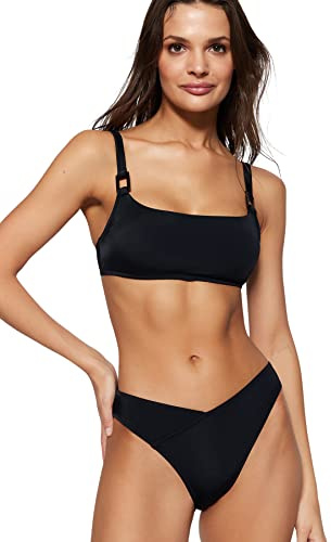 Trendyol Top Bikini in Maglia Bralette da Donna, Nero, 0