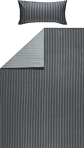 Looks by Wolfgang Joop Bettwäsche Feinflanell anthrazit-Silber Größe 1x 155x220 cm + 1x 40x80 cm
