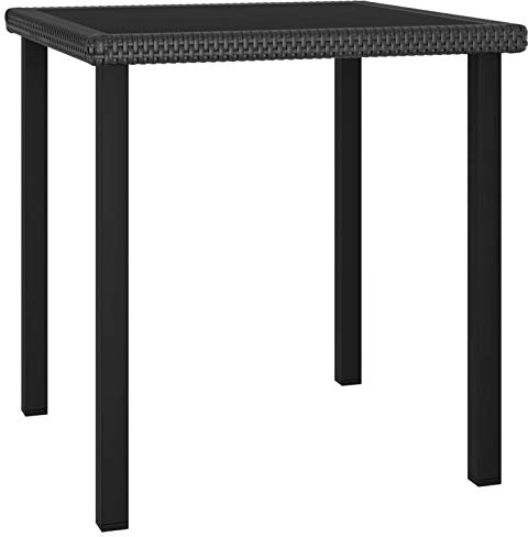 REWIS Garden Side Table,Outdoor Dining Table,Outdoor Beer Table, Patio Dining Table Black 27.6x27.6x28.7 Poly Rattan