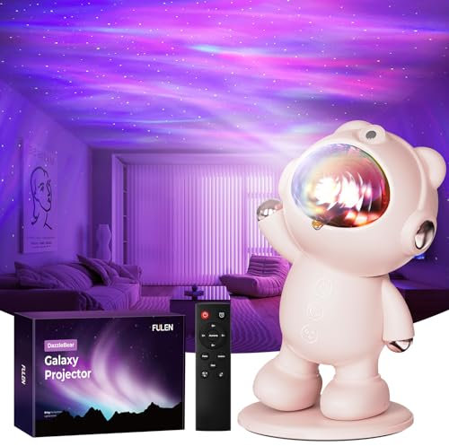 FULEN Sternenhimmel Projektor,LED Nachtlicht Sternenlicht Projektor, Aurora Polarlicht Projektor Mit Timer & Fernbedienung, Schlafzimmer Deko, Geschenke für Teenager,Rosa