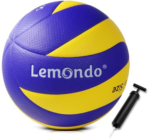 Lemondo Volleyball Wasserfest Beachvolleyball mit Pumpe Langlebiger PU Volleyball Outdoor Indoor Strand Garten(mit Pumpe)