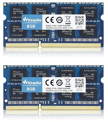 Wlizedle 16GB Kit (2x8GB) DDR3/DDR3L RAM Laptop Memory 1600MHz CL11 SODIMM, Notebook Arbeitsspeicher PC3-12800 / PC3L-12800 204-Pin 1,35V/1,5V Non-ECC Pc Speicher Upgrade für Ultrabook, Blau