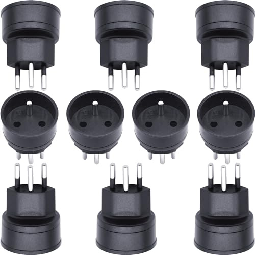 EU auf Schweiz/Liechtenstein Adapterstecker, 2-poliger DE/FR/IT/ES Stecker auf Schweizer 3-polige Steckdose für Frankreich/Deutschland Besucher (10 Stück)