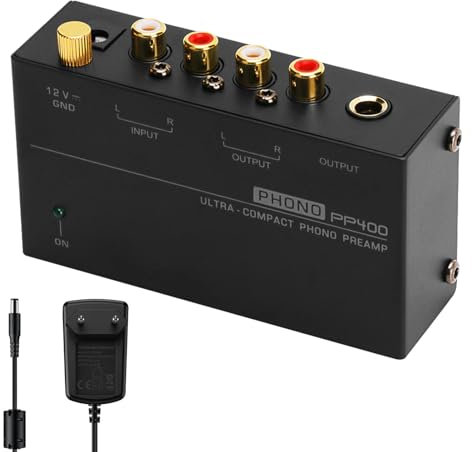 Préamplificateur Phono pour Tourne-Disque Phonograph M/M : Nizirioo M/M Préamplificateur Phono pour Tourne-Disque Entrée et Sortie RCA Préamplificateur Phono avec Niveau 12V 1A Adaptateur Secteur